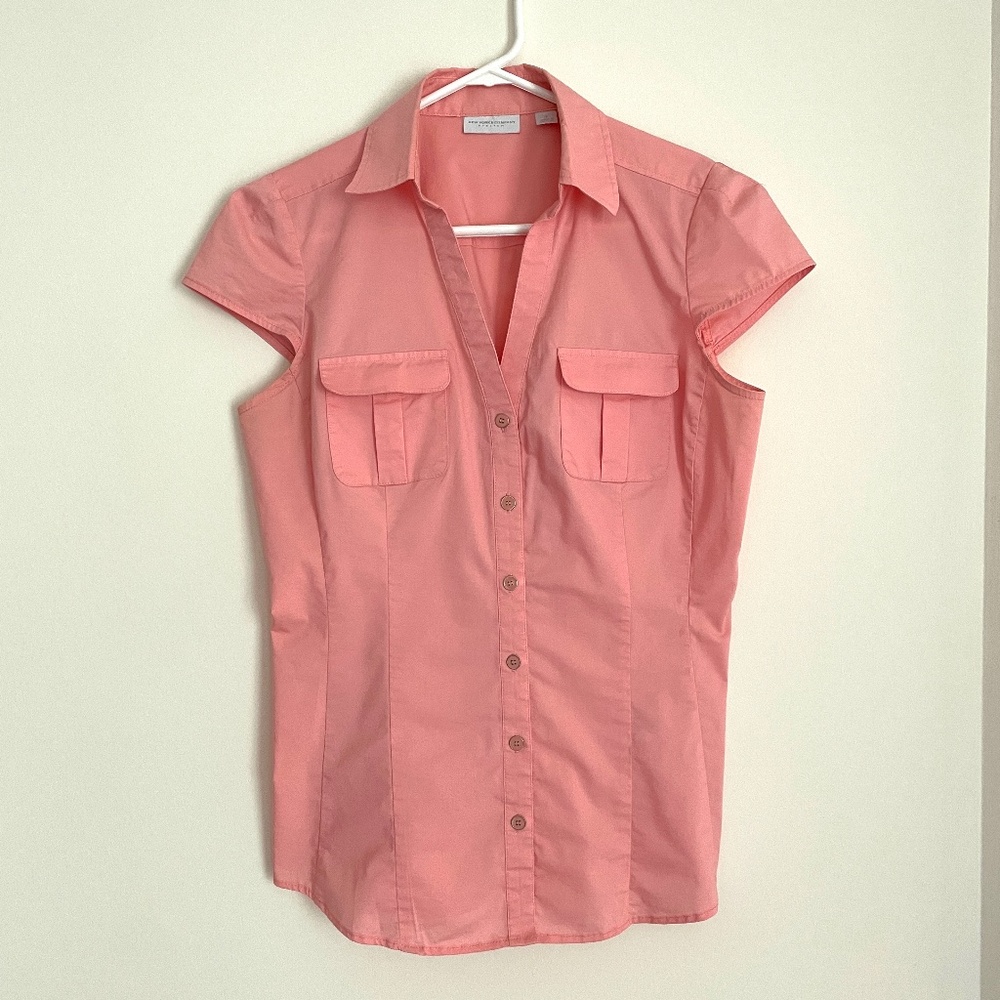 New York & Company Women's Button Down Pastel Pink Work Shirt Size Small
